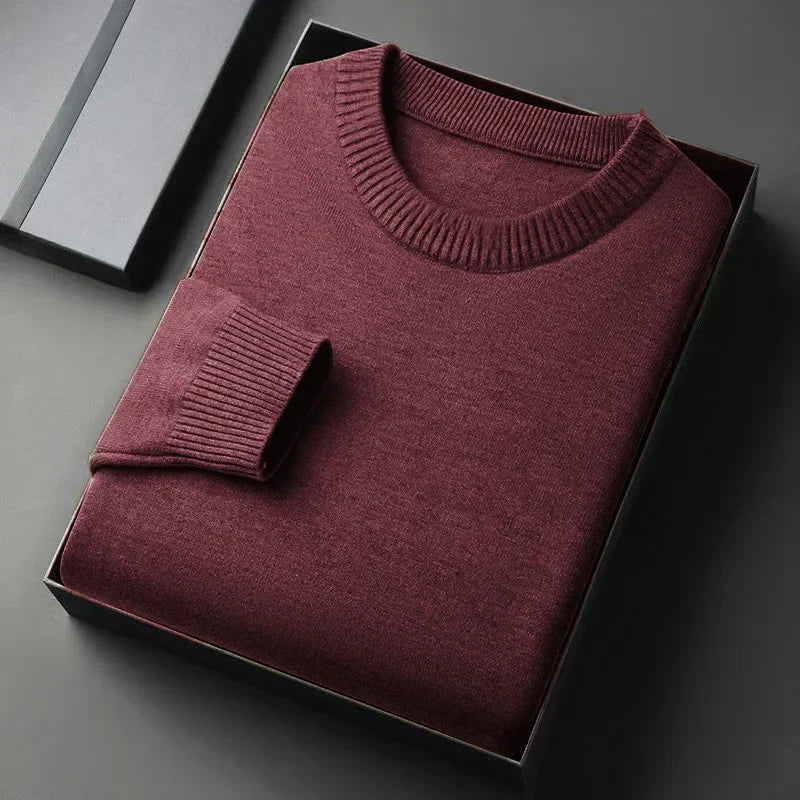 Unisex gebreide pullover met ronde hals en geribde boorden