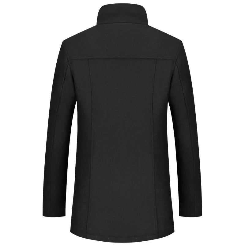 Herren Kurzmantel Jacke mit Stehkragen und aufgesetzten Taschen
