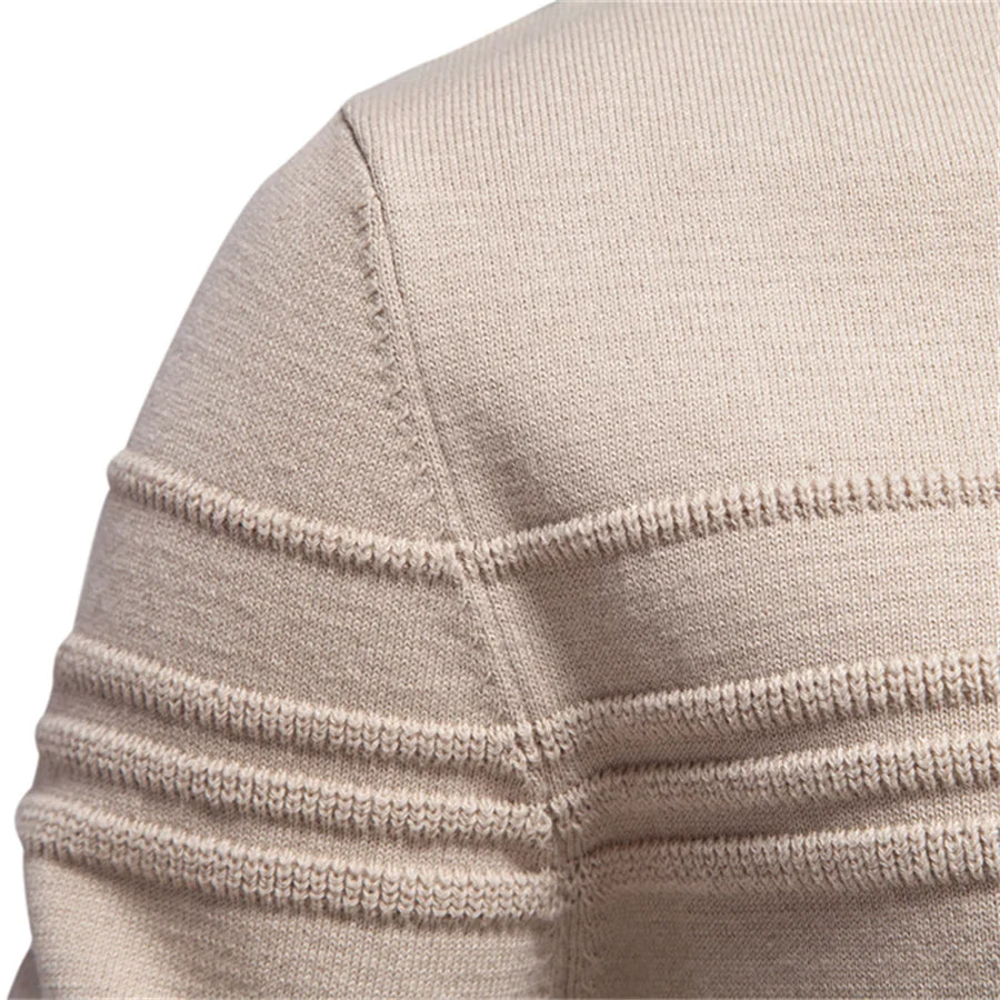 Heren trui met ronde hals en structuurpatroon, beige