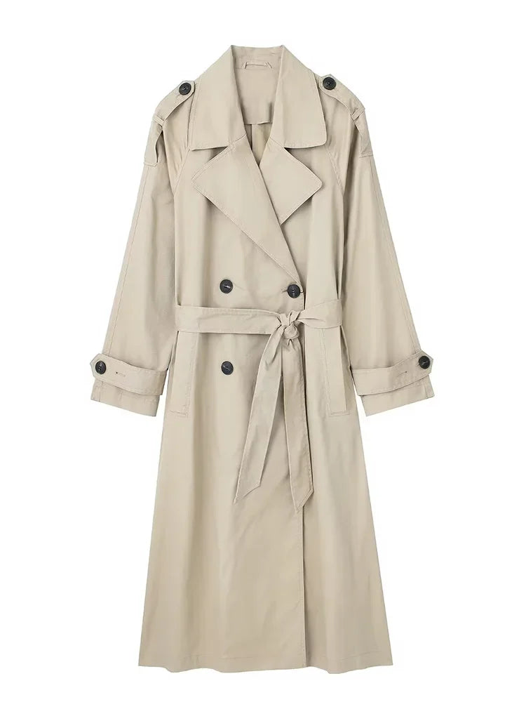 Damen Trenchcoat mit Bindegürtel und Reverskragen