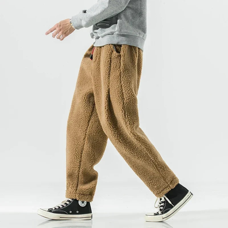 Unisex joggingbroek van teddyfleece, zachte broek met trekkoord voor heren & dames