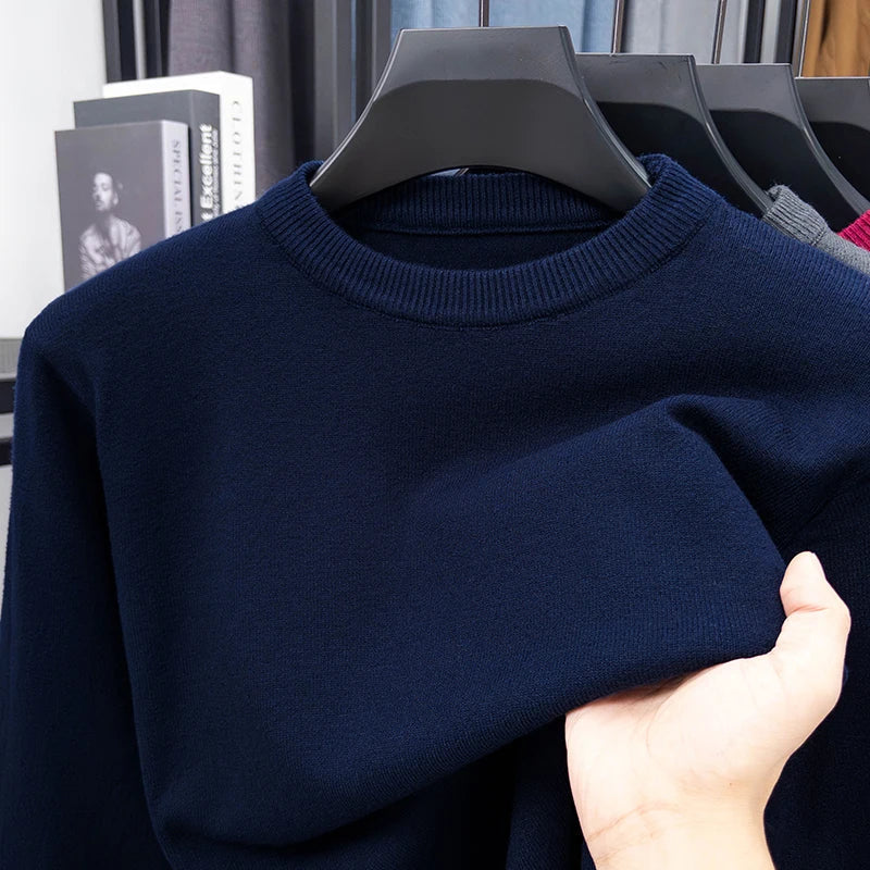 Unisex basic trui met ronde hals, lange mouwen en breisel