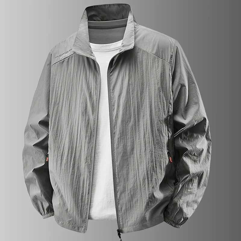 Leichte Herren Windjacke Stehkragen Reißverschluss Jacke Freizeit Outdoor