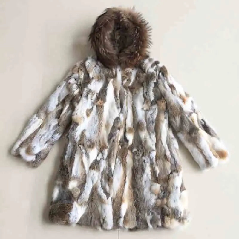 Damen Mantel mit Kapuze und Fellimitat-Besatz