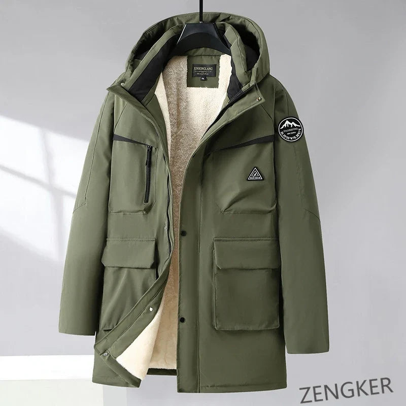Herren Winterjacke mit Kapuze Gefüttert Parka Warm
