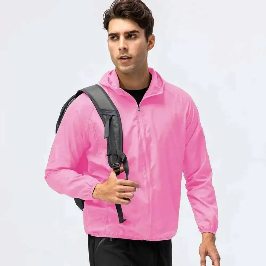 Unisex Leichte Kapuzenjacke Windbreaker mit Reißverschluss