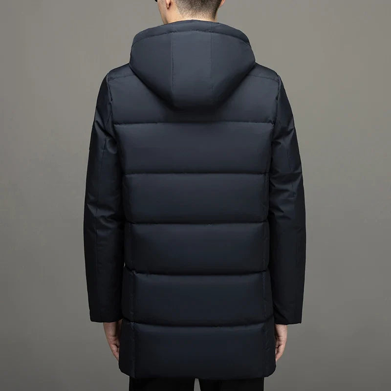 Herren Winter Steppjacke mit Kapuze lang gepolstert