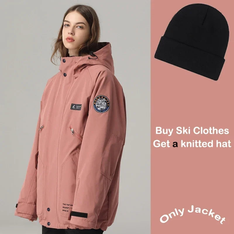 Unisex Winter Skijacke mit Kapuze & Reißverschluss – Winddichte Snowboardjacke