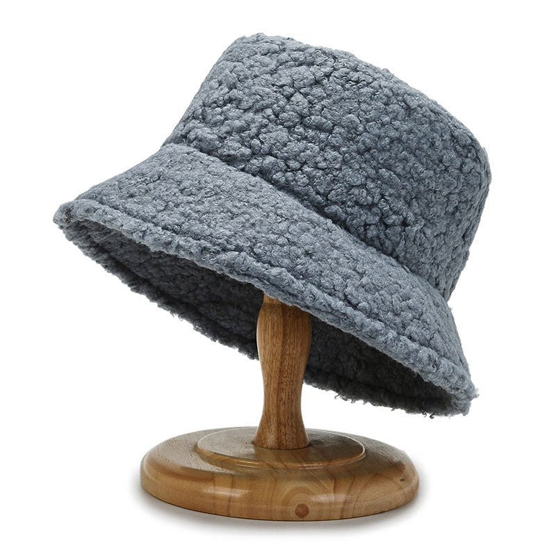 Teddy-Fleece Fischerhut Bouclé Winter Bucket Hat in Schwarz und Beige