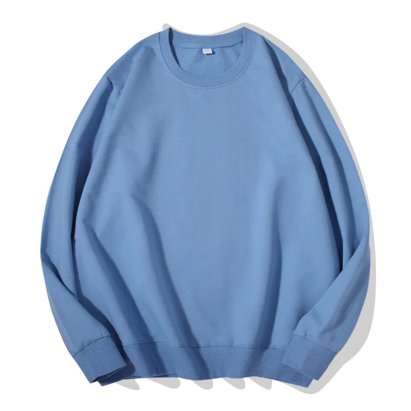 Unisex basic sweatshirt met ronde hals, lange mouwen, effen, geribde boorden, casual trui
