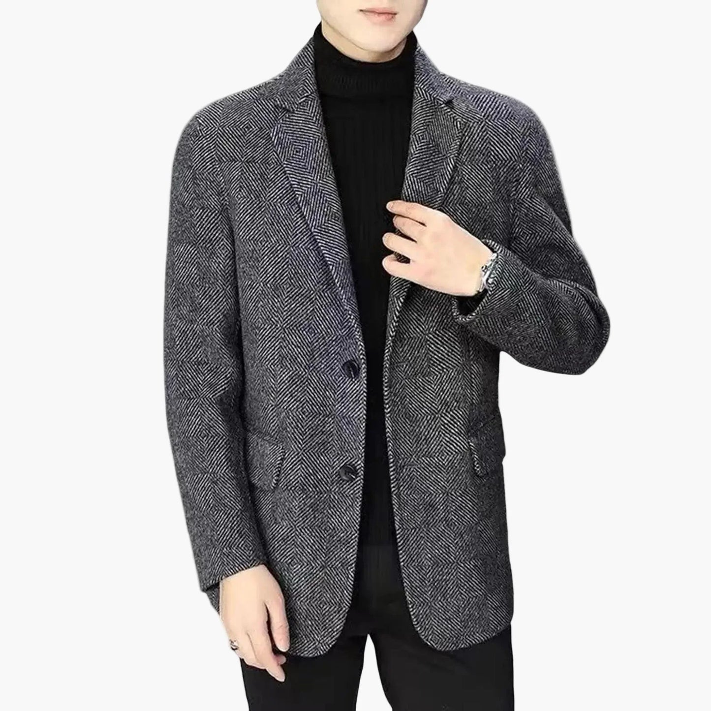 Herren Klassischer Veganer Wollmantel – Eleganter Business & Freizeit Blazer