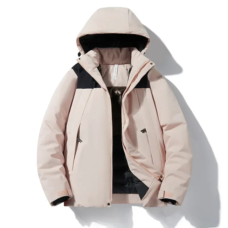 Unisex Winterjacke mit Kapuze, gepolstert, Reißverschluss, warm