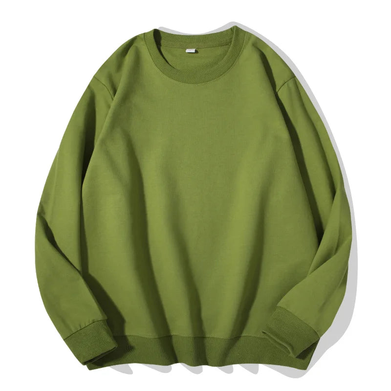 Unisex basic sweatshirt met ronde hals, lange mouwen, effen, geribde boorden, casual trui
