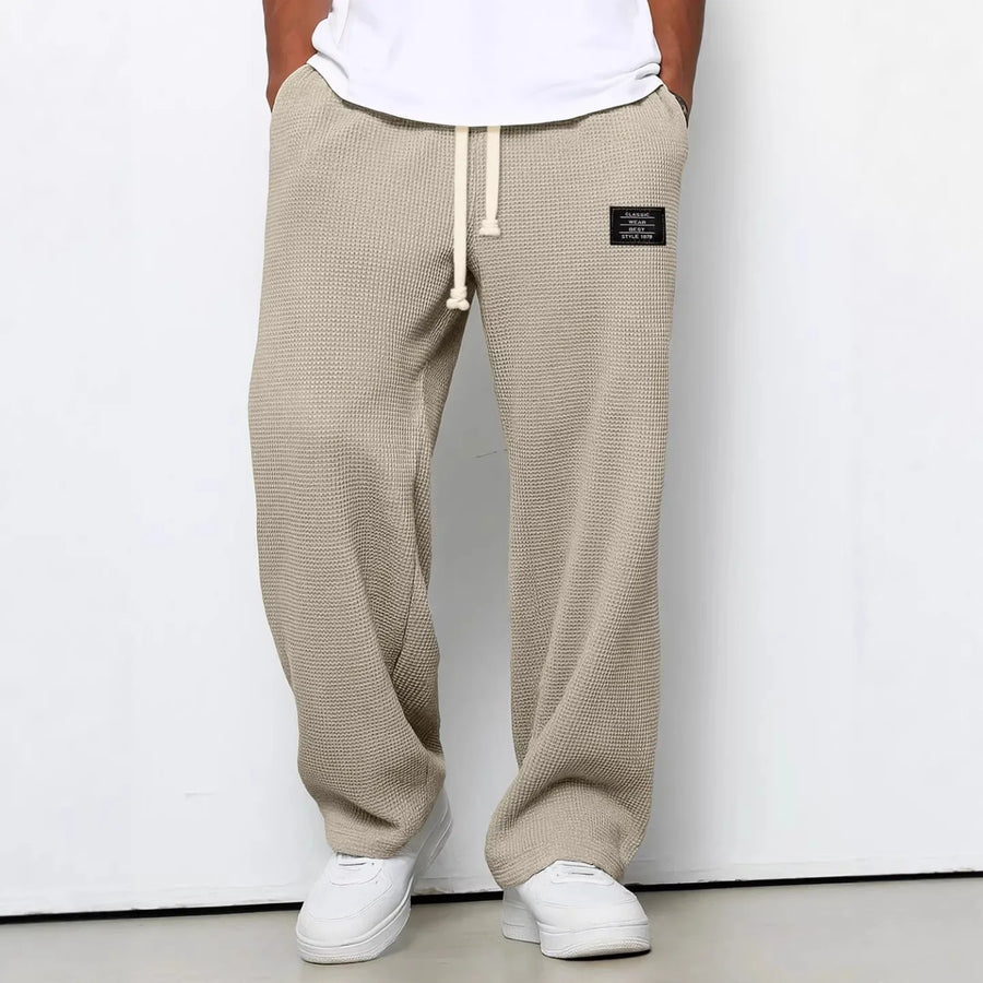 Unisex Waffel-Jogginghose mit Kordelzug und weitem Bein