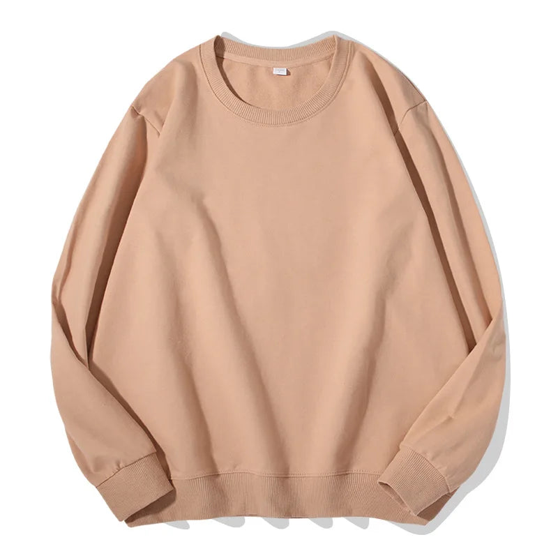 Unisex basic sweatshirt met ronde hals, lange mouwen, effen, geribde boorden, casual trui
