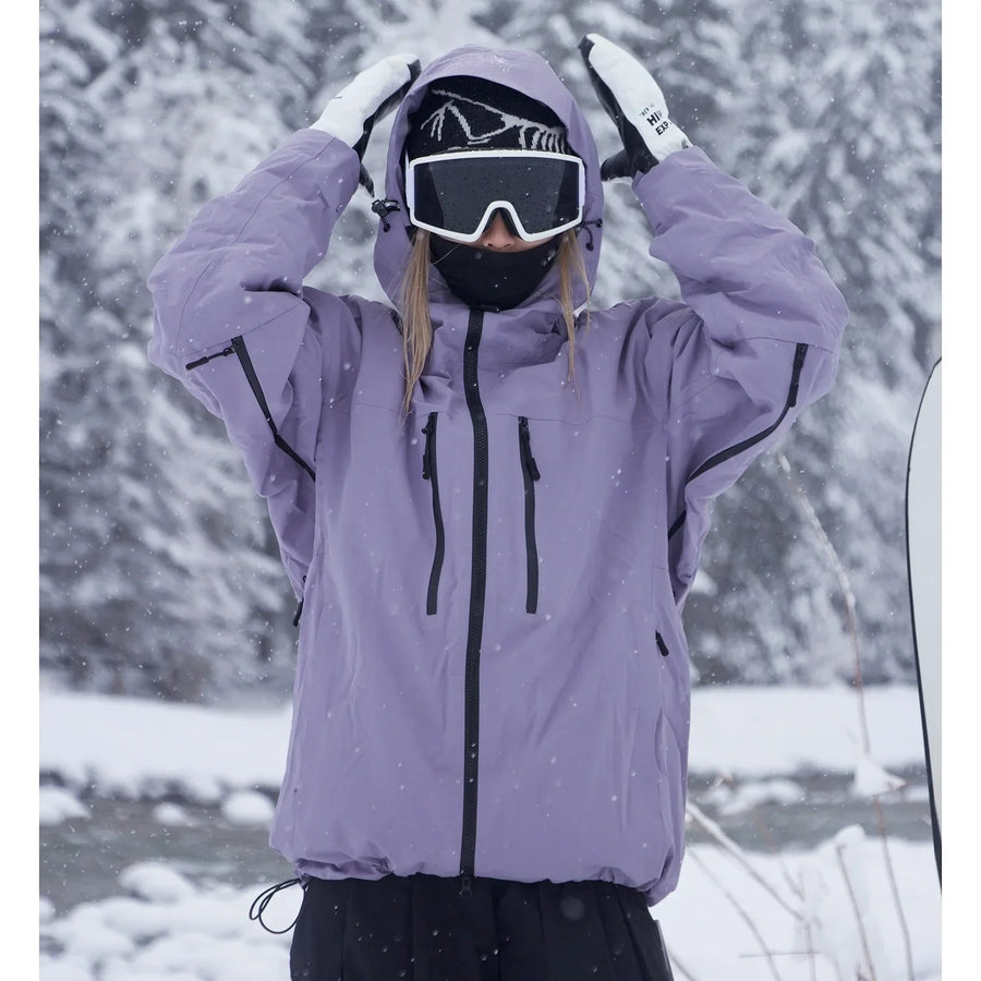 Unisex Winterjacke mit Kapuze für Snowboard und Ski, wasserabweisend, Pink