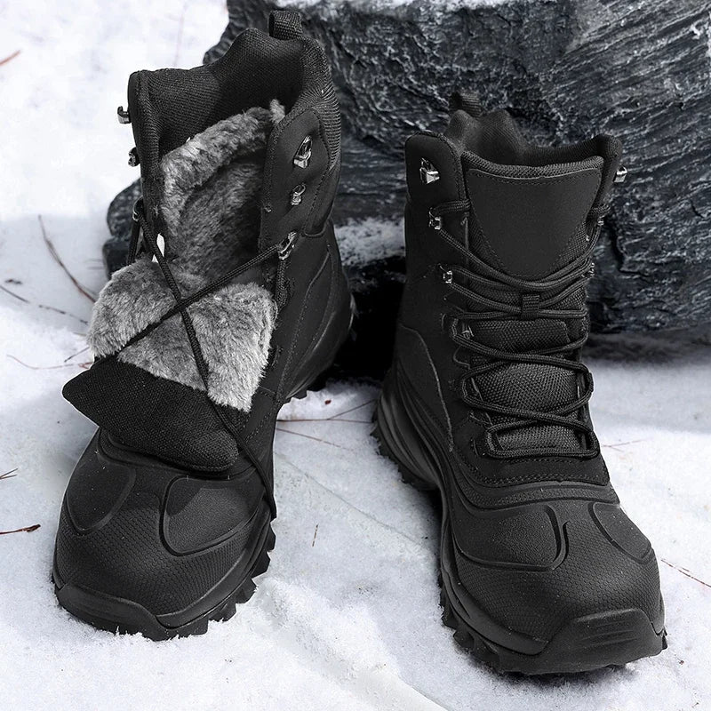 Unisex winterlaarzen, warm gevoerd, antislip outdoorboots in bruin-zwart