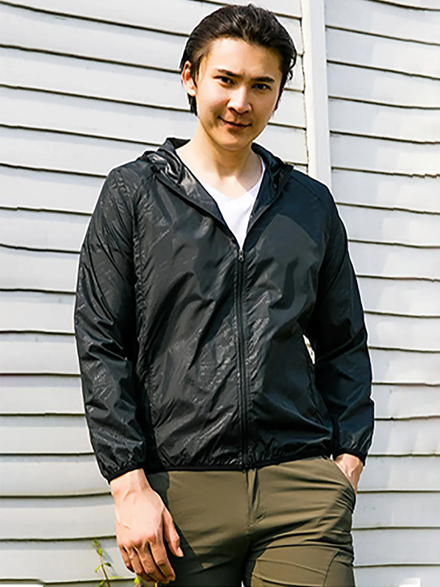Leichte Kapuzenjacke Windbreaker Faltbar mit Reißverschluss Sportlich Unisex