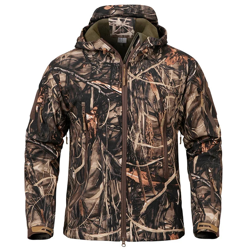 Herren Tarnmuster Outdoor Jacke mit Kapuze und Reißverschluss