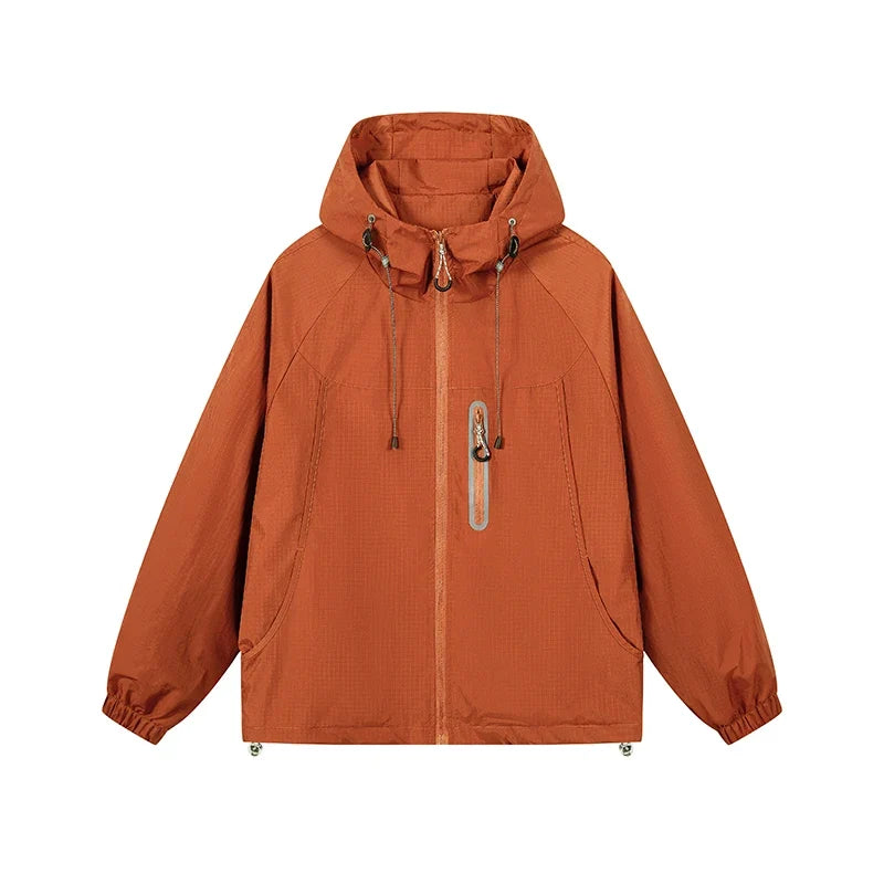Unisex Leichte Jacke mit Kapuze und Reißverschluss Tasche