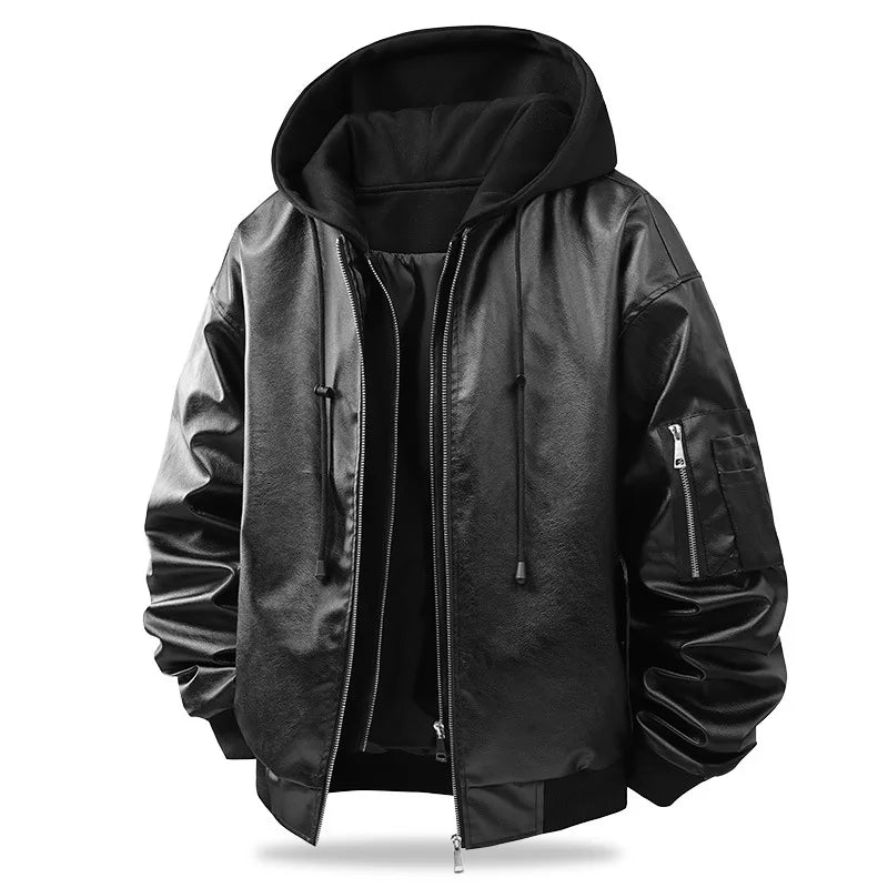 Herren Bomberjacke mit Kapuze, Schwarz