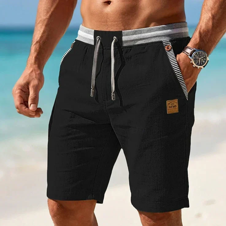 Bermudashort voor heren met trekkoord en streeppatroon