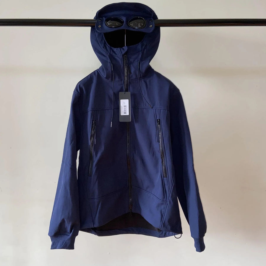 Unisex Kapuzenjacke mit Goggle-Details, Reißverschlusstaschen und durchgehendem Reißverschluss