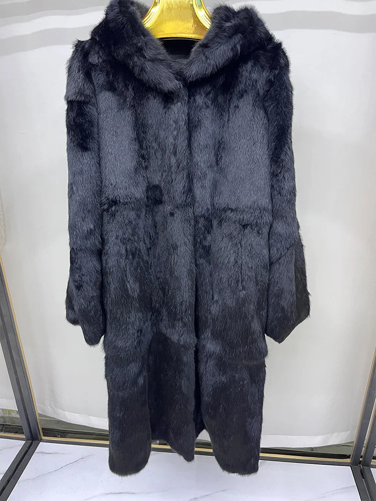 Damen Kapuzen Mantel Lange Kunstpelz Jacke Winter