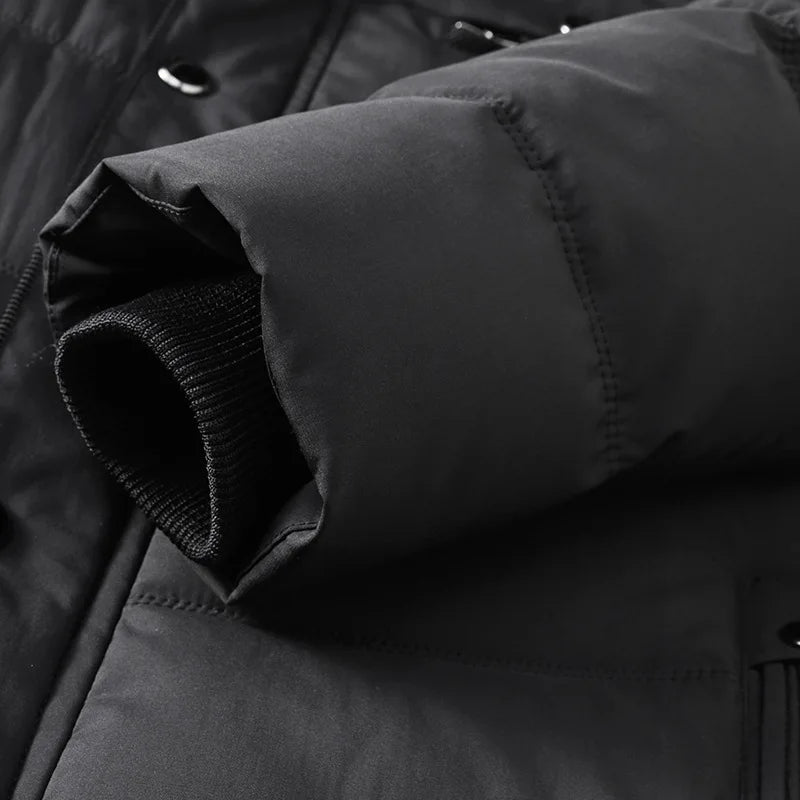 Herren Winter Jacke warm gefüttert mit Kapuze Schwarz