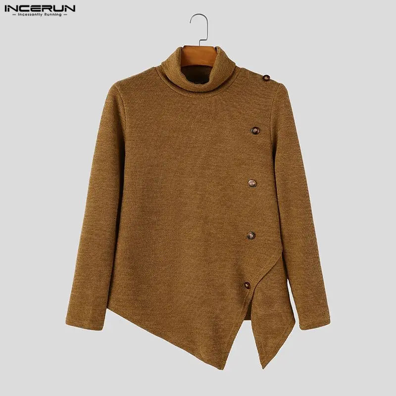 Herencoltrui met asymmetrische zoom, bruin en geribd