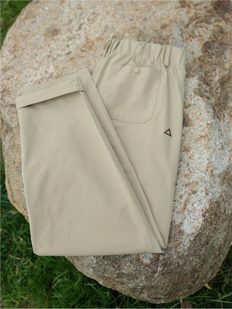Vrijetijdsbroek met elastische tailleband en zijzak, marineblauw