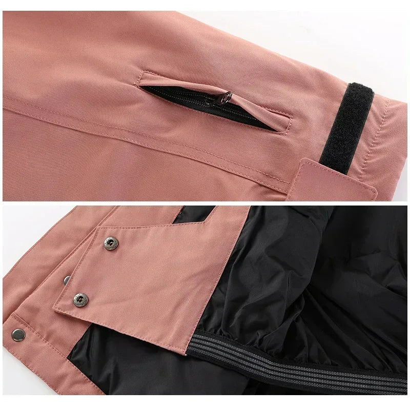 Unisex Winter Skijacke mit Kapuze & Reißverschluss – Winddichte Snowboardjacke