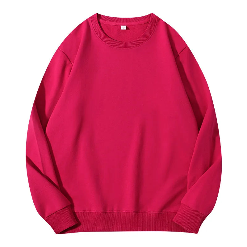 Unisex basic sweatshirt met ronde hals, lange mouwen, effen, geribde boorden, casual trui
