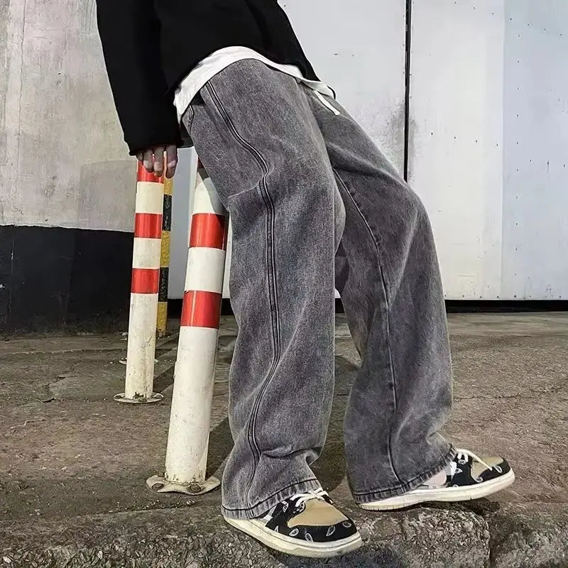Loose Fit Jeans Herren Weites Bein Lässige Freizeithose Straight Leg