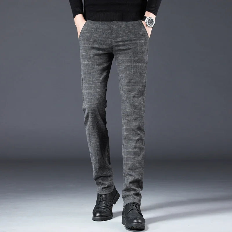 Geruite en gestreepte herenbroek, slim fit, elegant