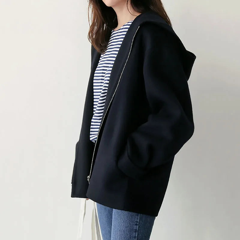 Kurze Damen Übergangsjacke mit Kapuze Beige