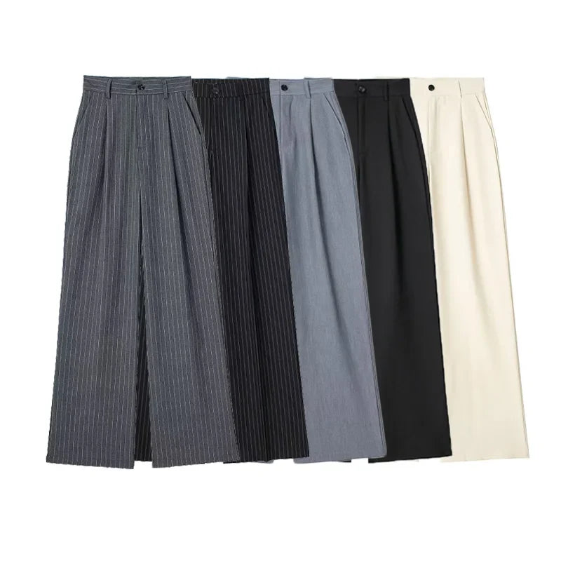 Damen Weite Hose mit hohem Bund – Elegante Plissee-Hosen