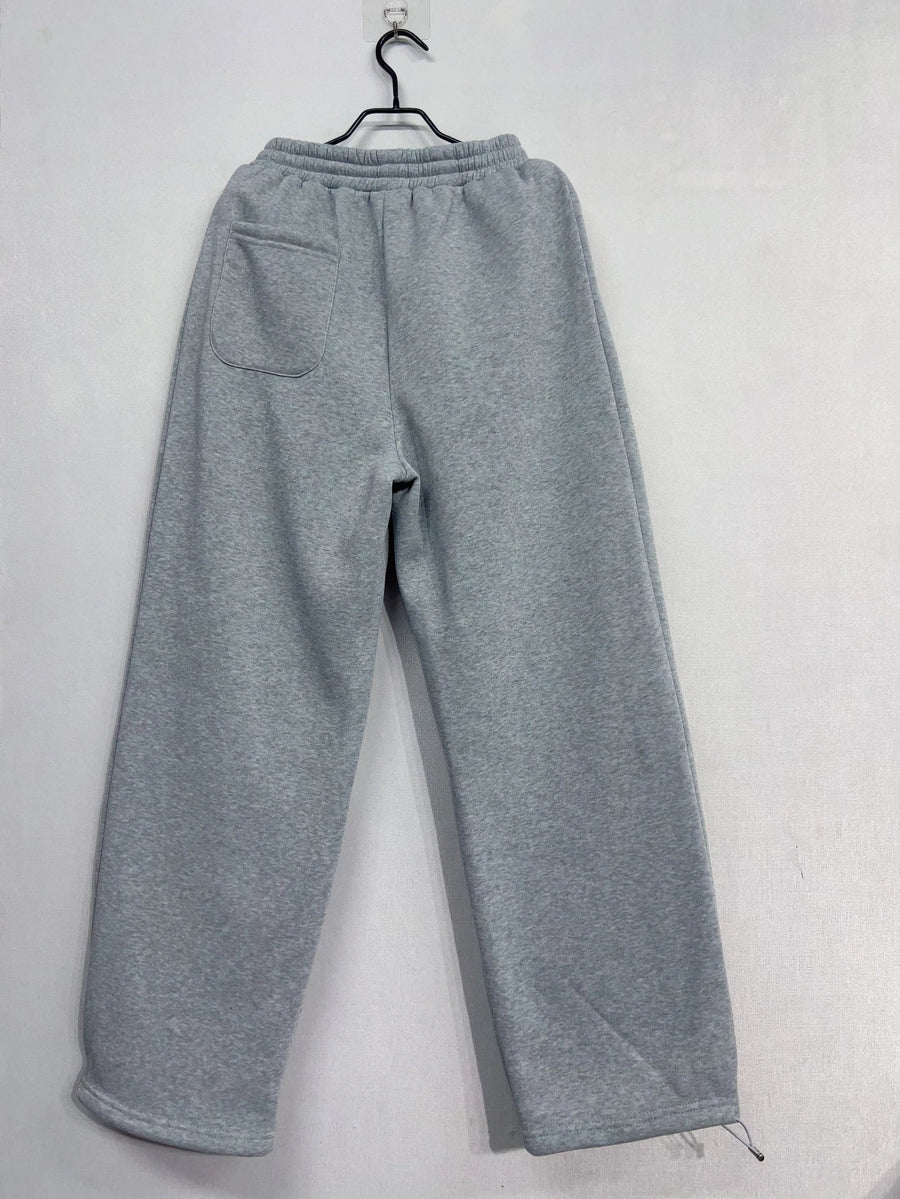 Grijze wijde joggingbroek met tailleband en trekkoord, met print