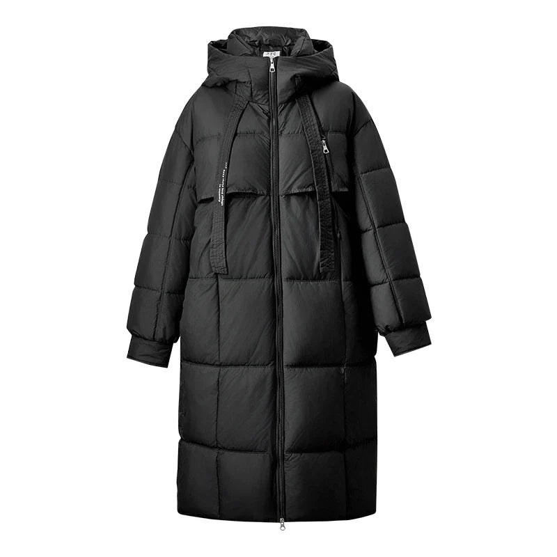 Damen Winter Parka mit Kapuze, langer Steppmantel