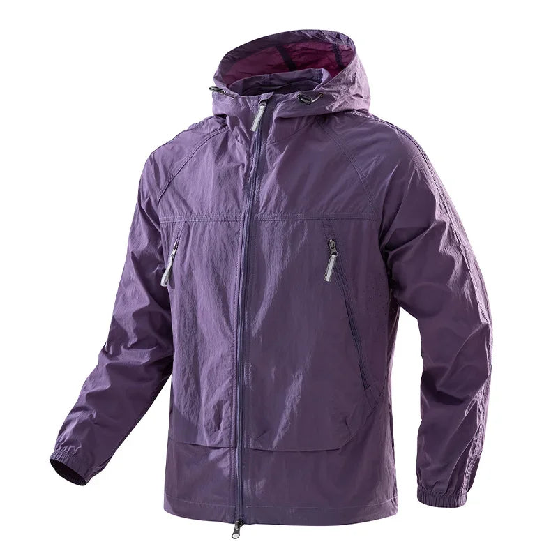 Leichte Kapuzenjacke Unisex Windbreaker mit Reißverschlüssen