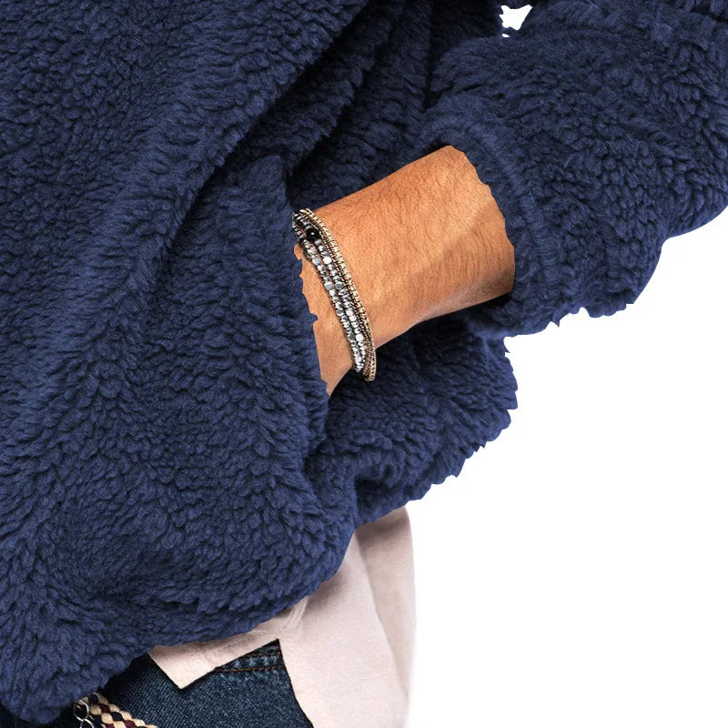 Herren Hoodie Jacke aus Teddy-Fleece mit Reißverschluss