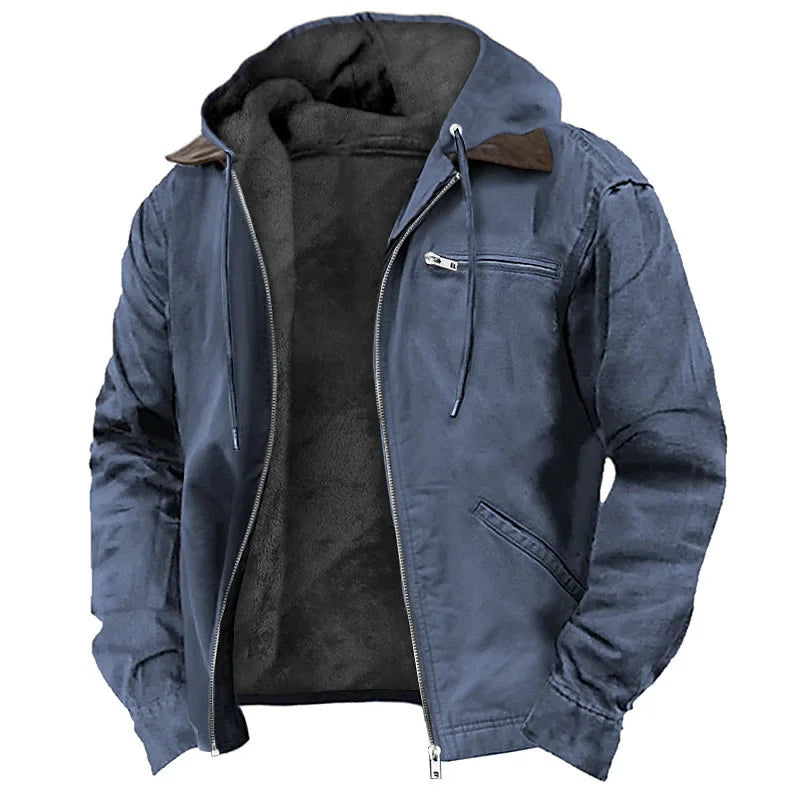Herren Winterjacke mit Kapuze, Reißverschluss und Plüschfutter, viele Farben