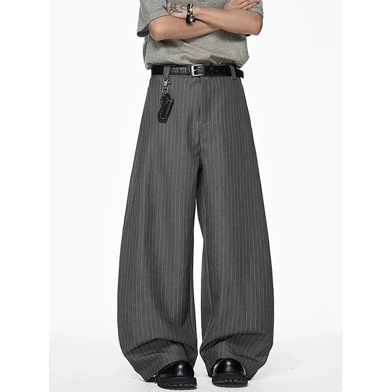 Weite Herrenhose Grau mit Nadelstreifen Elegant Freizeit