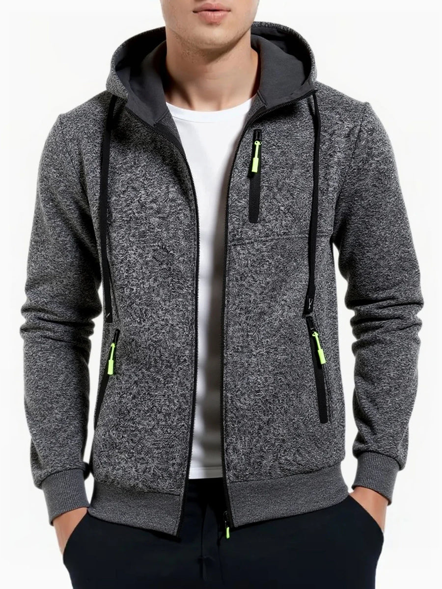 Herren Kapuzenpullover mit Reißverschluss und warmem Futter
