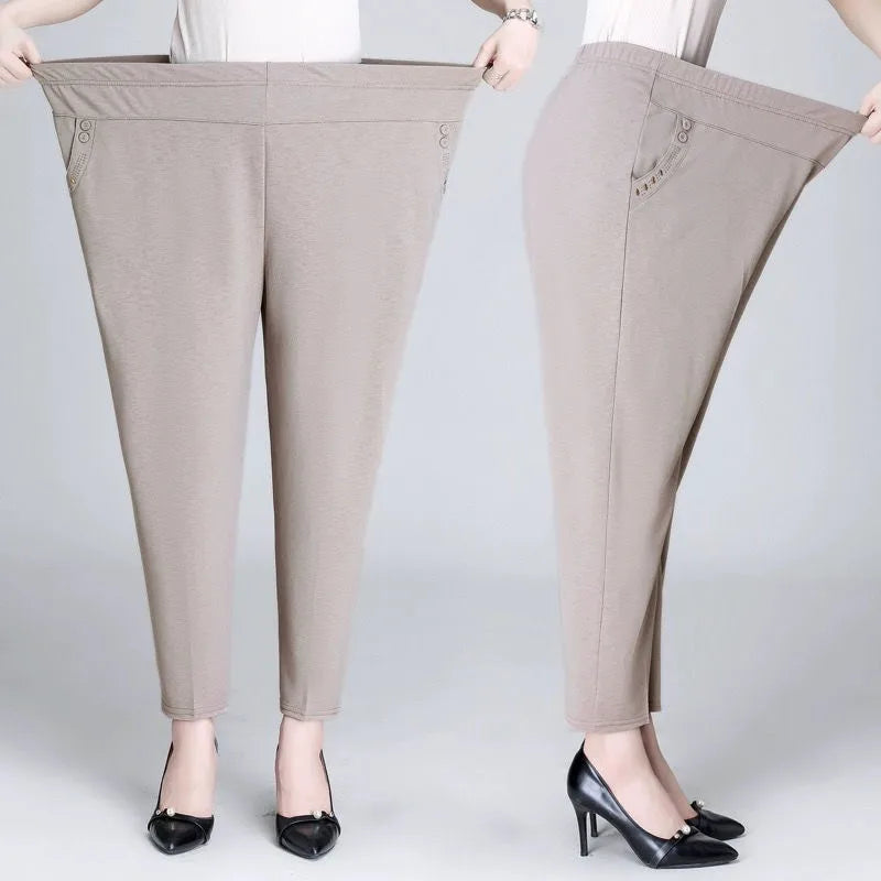 Dames vrijetijdsbroek met elastische tailleband en zakken