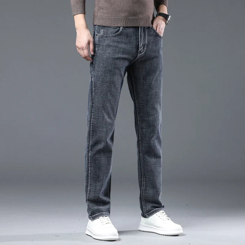Herren Jeans Hose Denim mit geradem Bein Hellblau