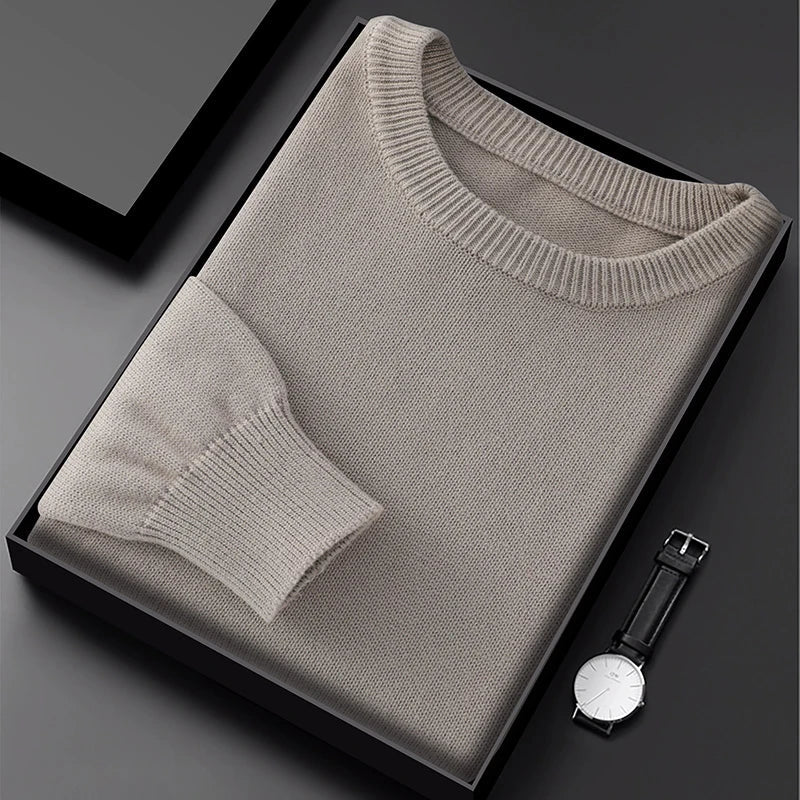 Herren Rundhals Pullover Basic Strickpullover Langarm