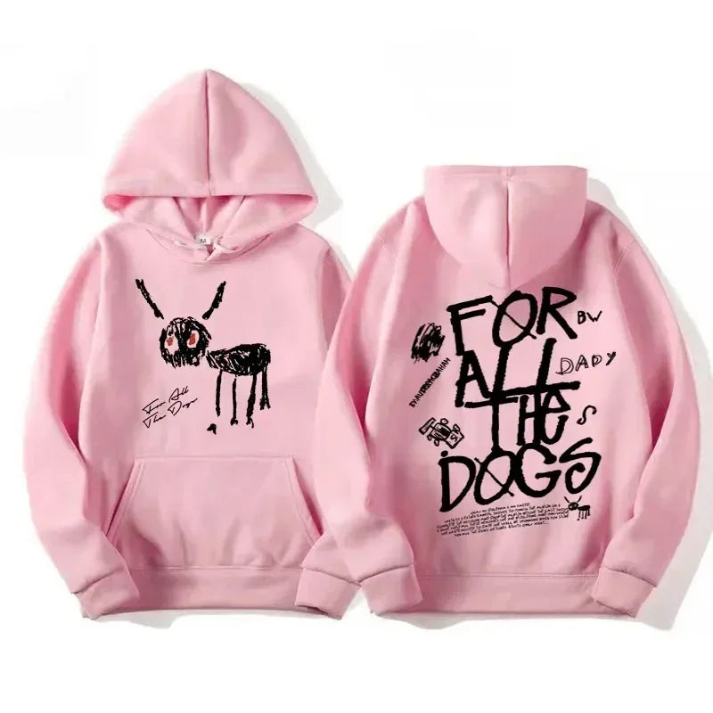 Hoodie met capuchon en kangoeroezak, grafische print voor- en achterop, unisex