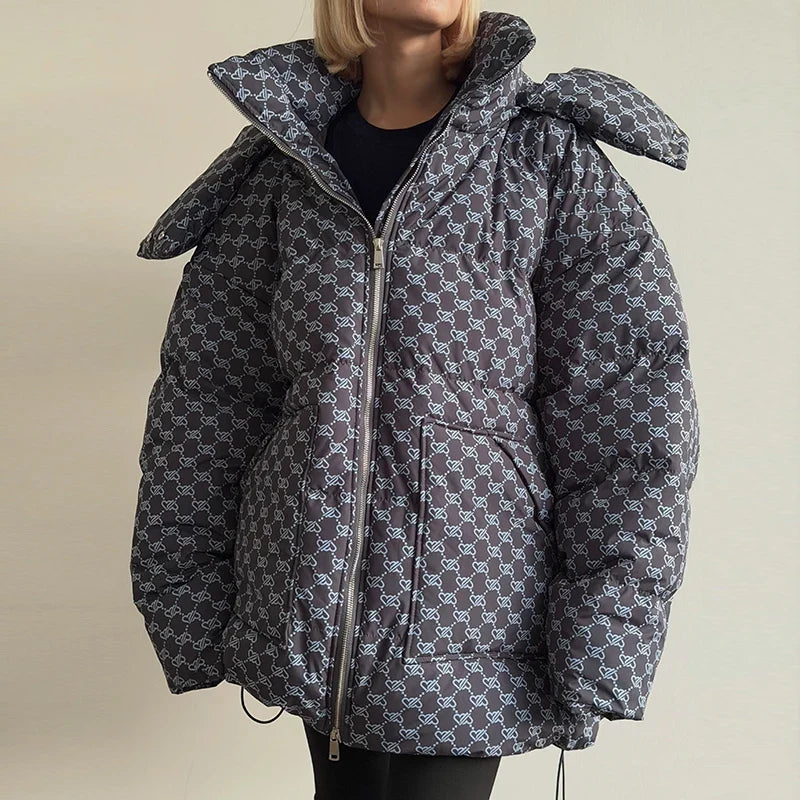 Damen Steppjacke mit Muster / Hose mit Muster