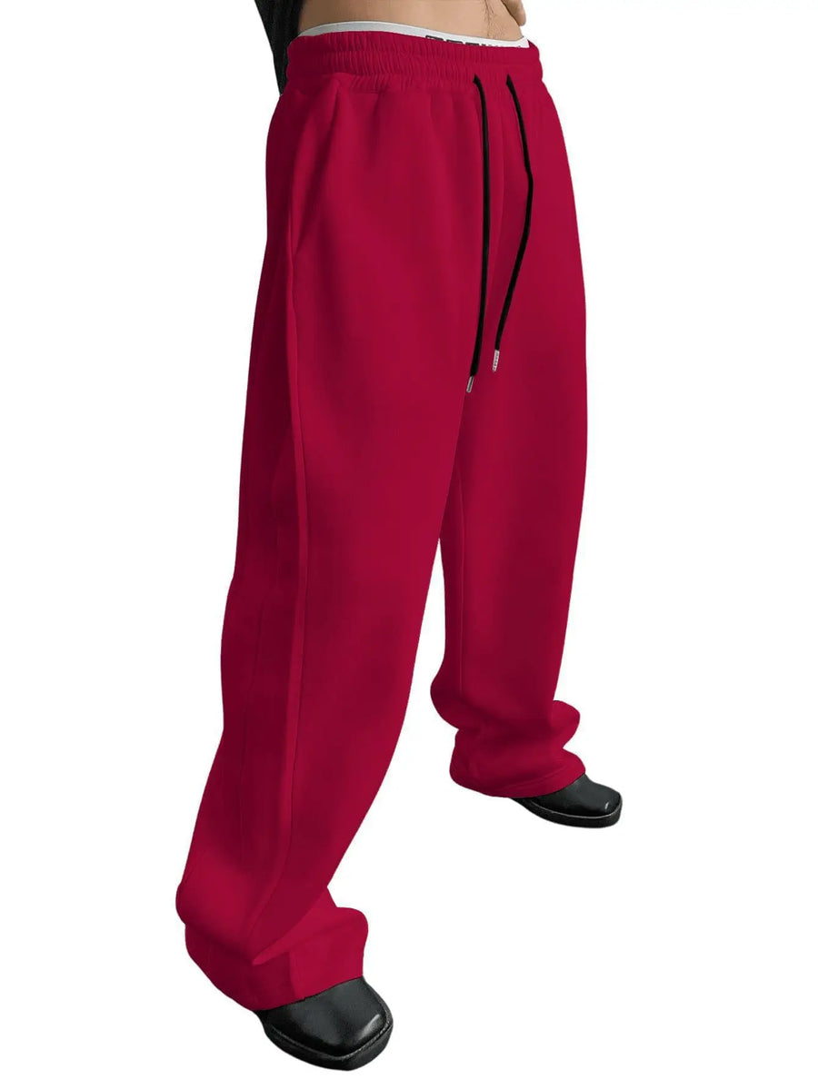 Zwarte unisex joggingbroek met wijde pijpen en trekkoord